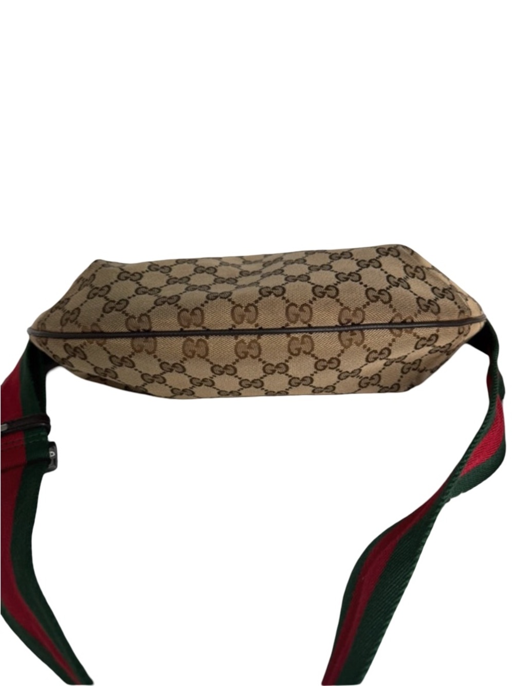 🔥 Authentic Gucci Beige GG Canvas Hobo Bag with Green-Red Web strap half moon - Picture 6 of 16